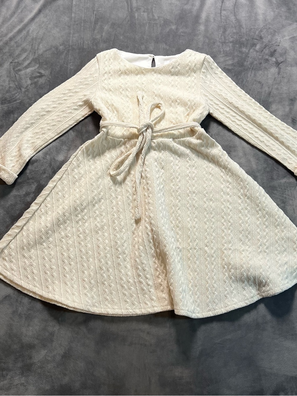 Rare Editions Cream Cable-Knit Fit & Flare Dress